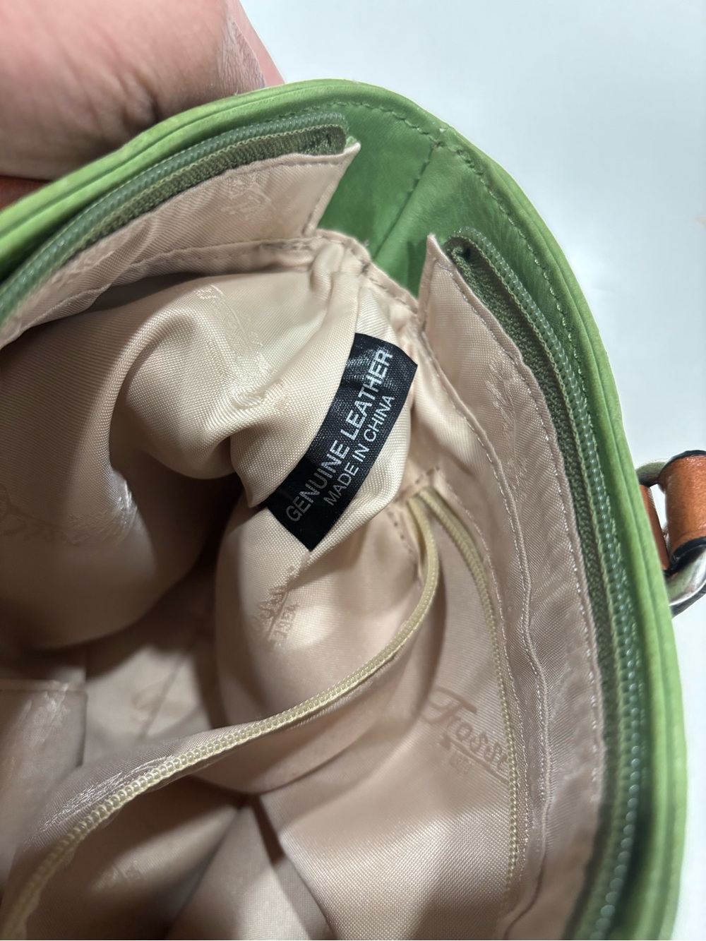 Fossil Green Tote with Brown Handles - Picture 10 of 12